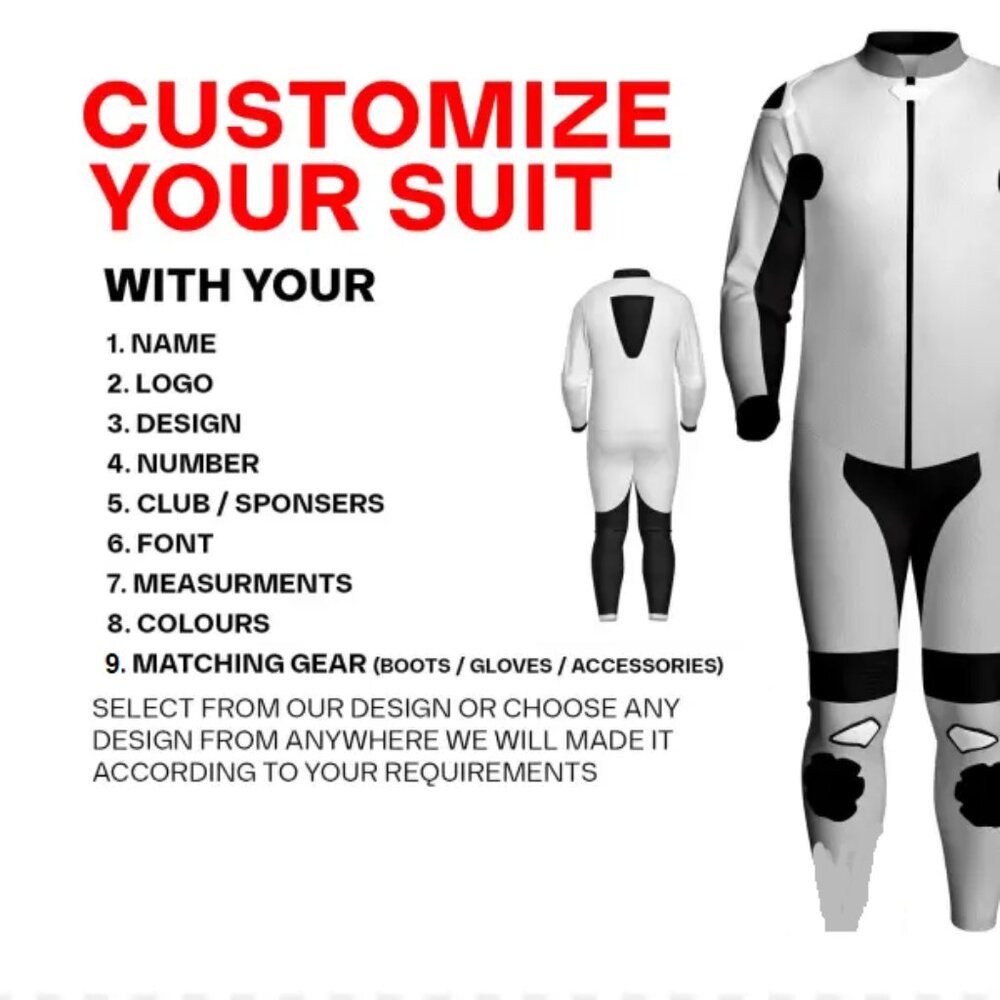 Custom Made Motorcycles Racing Leather Suit, Any Design